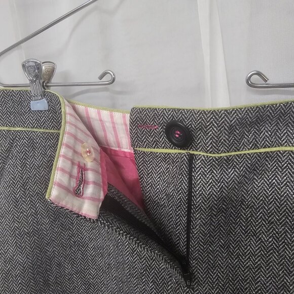 Vintage Sigrid Olsen Skirt Y2K Gray Herringbone Wool Twee Retro 6 - Picture 5 of 12